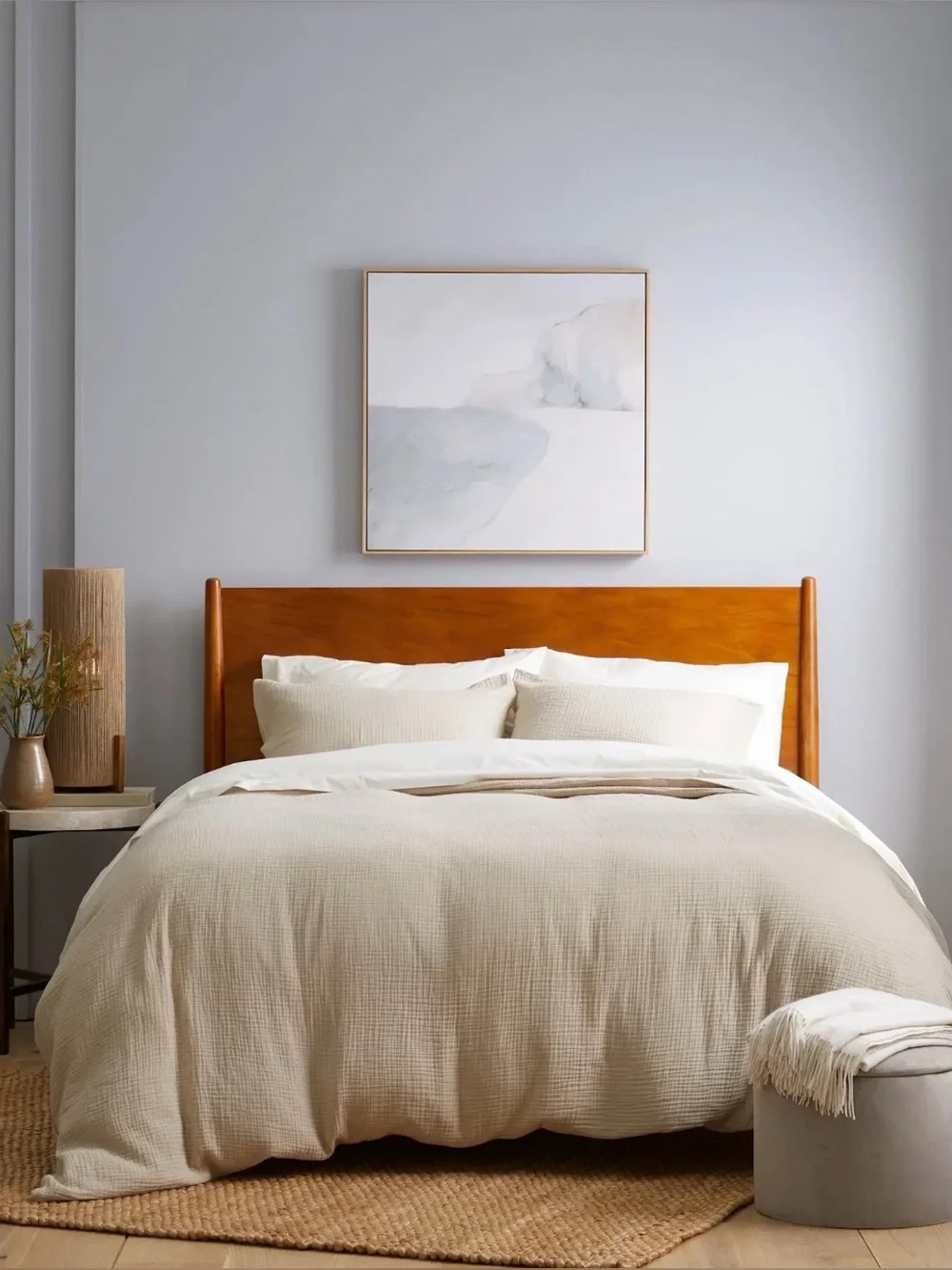 Quince Duvet Cover Organic Cotton Gauze Full Queen Dune EUC Shams Not Included